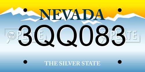 3QQ083 Nevada License Plate