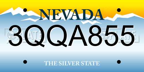 3QQA855 Nevada License Plate