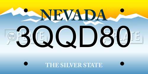 3QQD80 Nevada License Plate