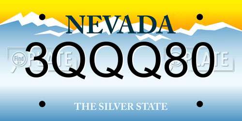 3QQQ80 Nevada License Plate