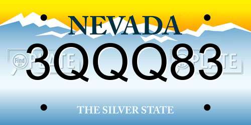 3QQQ83 Nevada License Plate