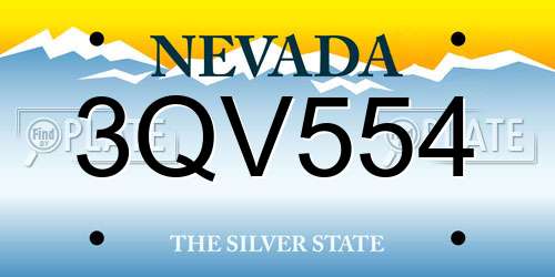 3QV554 Nevada License Plate