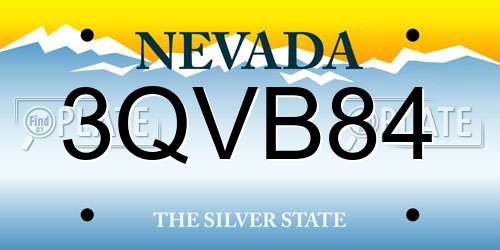 3QVB84 Nevada License Plate