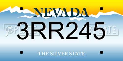 3RR245 Nevada License Plate