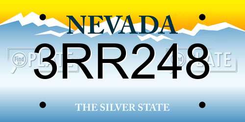 3RR248 Nevada License Plate