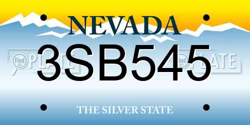3SB545 Nevada License Plate
