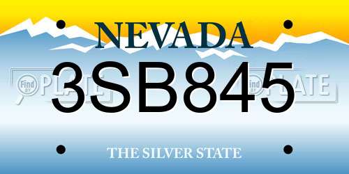 3SB845 Nevada License Plate