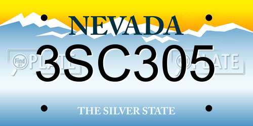 3SC305 Nevada License Plate