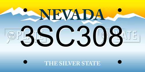 3SC308 Nevada License Plate