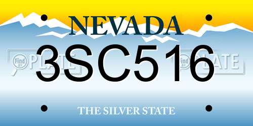 3SC516 Nevada License Plate