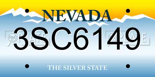 3SC6149 Nevada License Plate