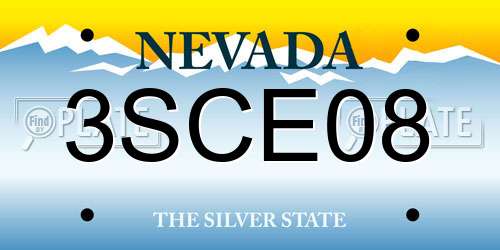 3SCE08 Nevada License Plate