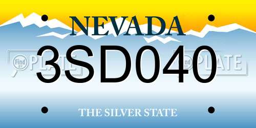 3SD040 Nevada License Plate