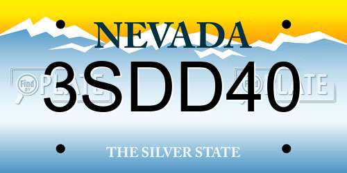 3SDD40 Nevada License Plate