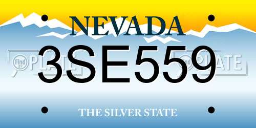 3SE559 Nevada License Plate