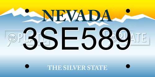 3SE589 Nevada License Plate