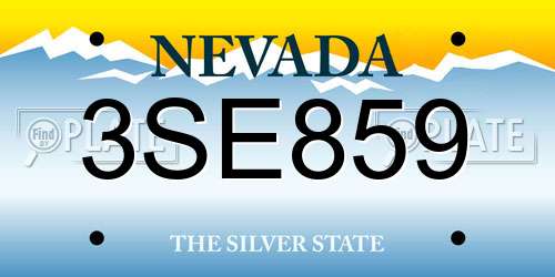 3SE859 Nevada License Plate