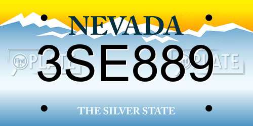 3SE889 Nevada License Plate