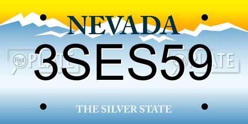 3SES59 Nevada License Plate