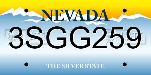 3SGG259 Nevada License Plate