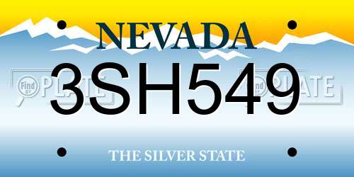 3SH549 Nevada License Plate