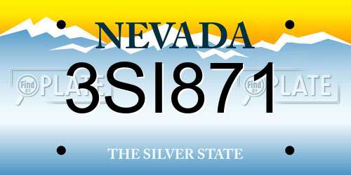 3SI871 Nevada License Plate