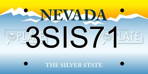 3SIS71 Nevada License Plate