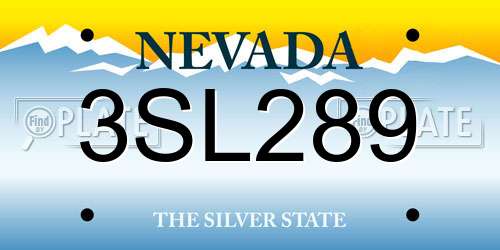 3SL289 Nevada License Plate
