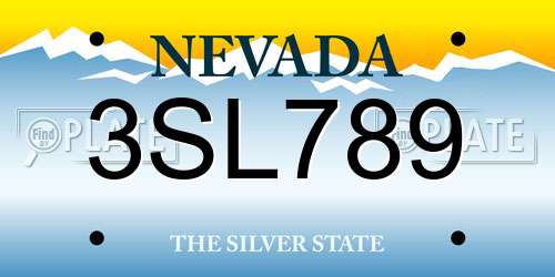 3SL789 Nevada License Plate