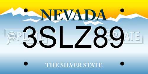3SLZ89 Nevada License Plate