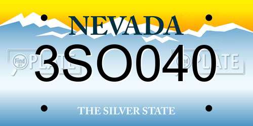 3SO040 Nevada License Plate