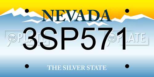 3SP571 Nevada License Plate