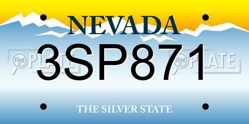 3SP871 Nevada License Plate