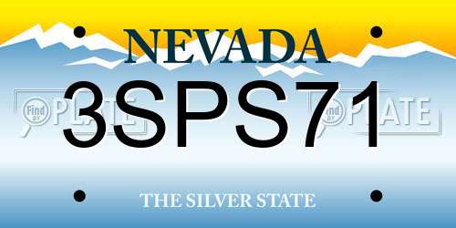 3SPS71 Nevada License Plate