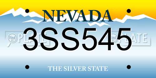 3SS545 Nevada License Plate