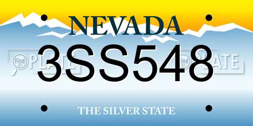 3SS548 Nevada License Plate