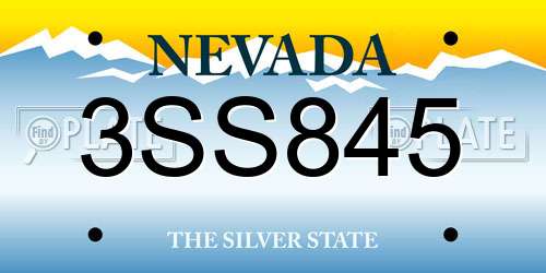 3SS845 Nevada License Plate