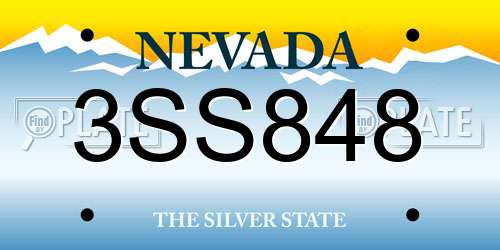 3SS848 Nevada License Plate