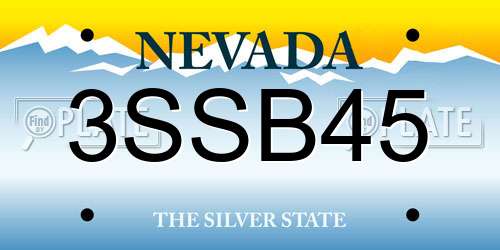 3SSB45 Nevada License Plate