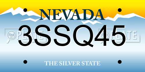 3SSQ45 Nevada License Plate