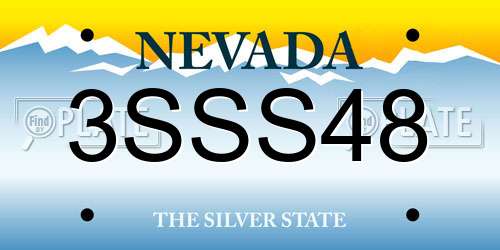 3SSS48 Nevada License Plate