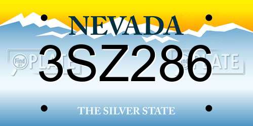 3SZ286 Nevada License Plate