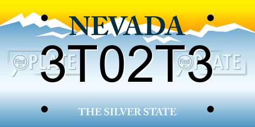 3T02T3 Nevada License Plate