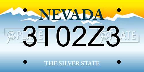 3T02Z3 Nevada License Plate