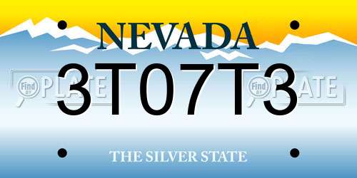 3T07T3 Nevada License Plate