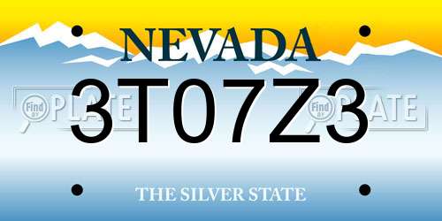 3T07Z3 Nevada License Plate