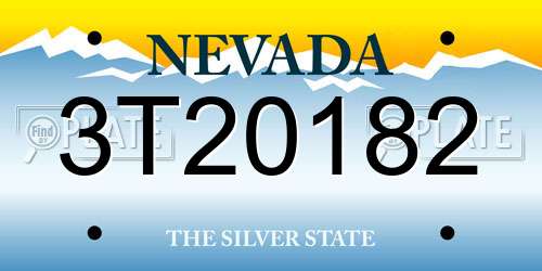 3T20182 Nevada License Plate