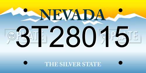 3T28015 Nevada License Plate