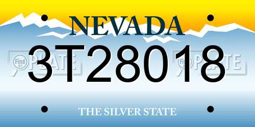 3T28018 Nevada License Plate