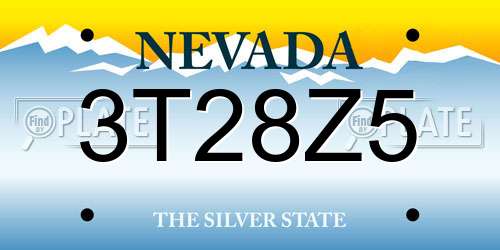 3T28Z5 Nevada License Plate